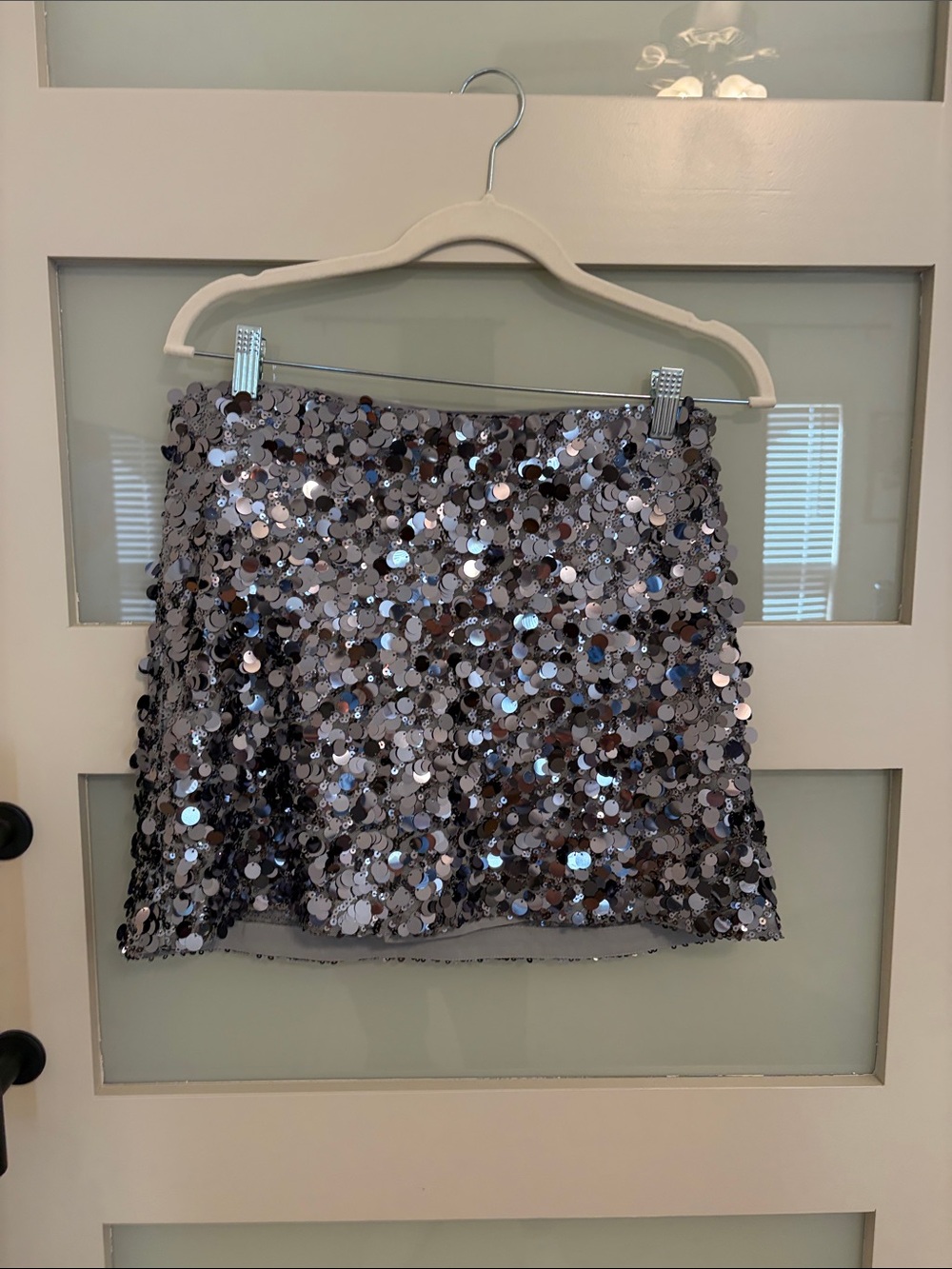 Abercrombie & Fitch Silver Sequin Mini Skirt